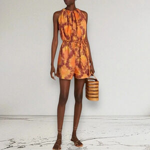 NEW ULLA JOHNSON Shaina Romper Red Topaz Size 8